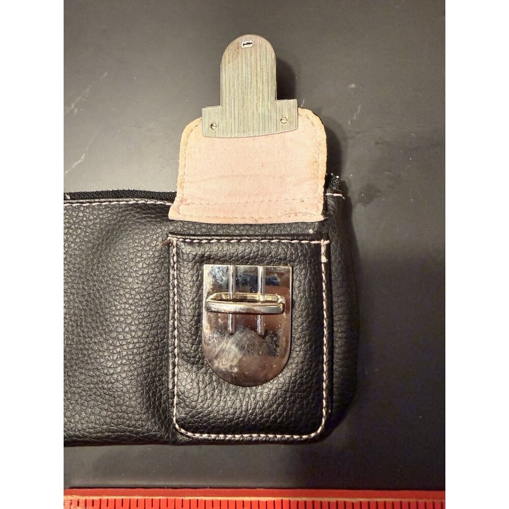Y2K Style‎ Victoria’s Secret Small Black Clutch Purse w/Buckle Pink Stitching - Picture 3 of 6